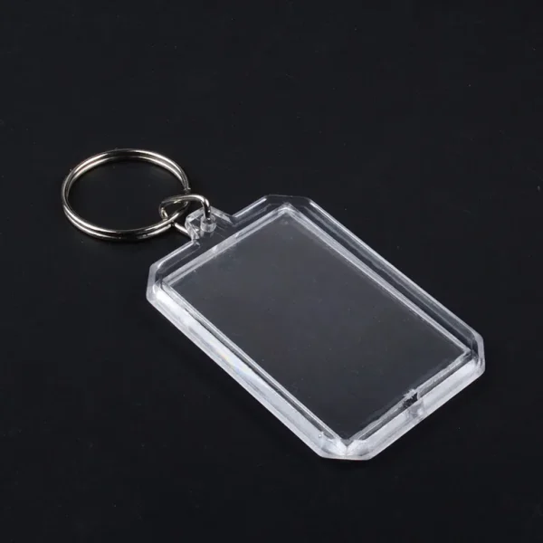 Blank clear acrylic photo keyring with a lift-off cover