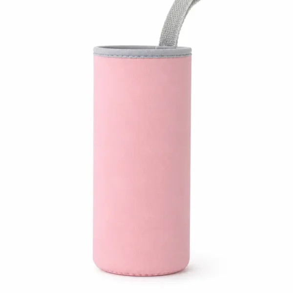 Neoprene cup sleeve in sweet pink — medium, with the grey carry loop